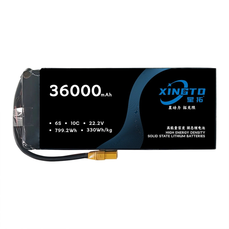 XINGTO 22.2V 6S Lithium UAV Battery, Lithium UAV battery with high energy density and solid state design for 36000mAh capacity.