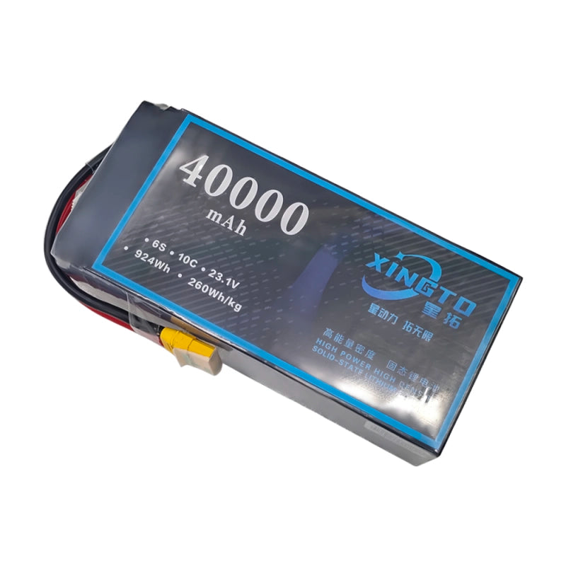 XINGTO 23.1V 6S HV 40000mAh Lipo Battery, High-density lithium battery for drones with 40,000mAh capacity and 924Wh energy density.