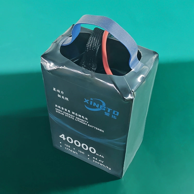 XINGTO 44.4V 12S 40000mAh 10C Drone Battery, Semi-Solid State Technology offers stability, safety, eco-friendliness, and reduced environmental impact, making it suitable for high-demand UAV applications.