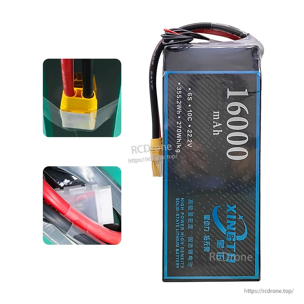 XINGTO 6S 16Ah / 22Ah / 27Ah / 30Ah 10C 270Wh/kg High-Density Solid-State Lithium Battery for Heavy-Lift UAV Drone