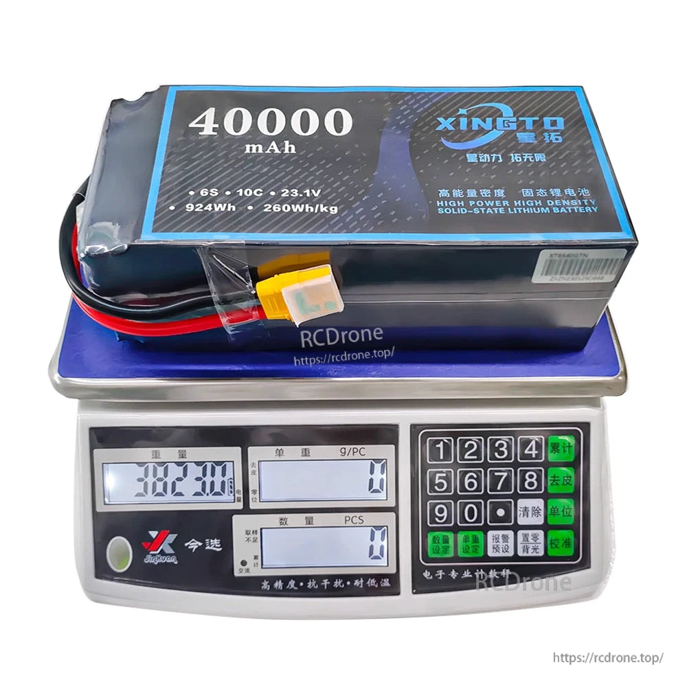 40000mAh 6S lithium battery, 23.1V, 10C, 924Wh, 260Wh/kg, weighs 182.3g. Compact, lightweight, ideal for heavy-lift UAVs, delivering high performance and efficiency.