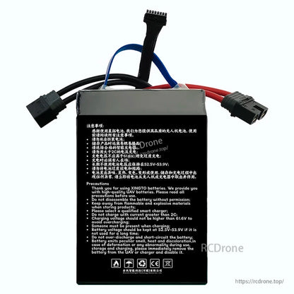 XINGTO Drone Battery, XINGTO 14S 37000mAh UAV battery: 10C discharge, 370A max. Use smart charger, avoid overcharging, fire, or disassembly. Store safely; monitor charging. Maintain voltage 52.5–53.9V.