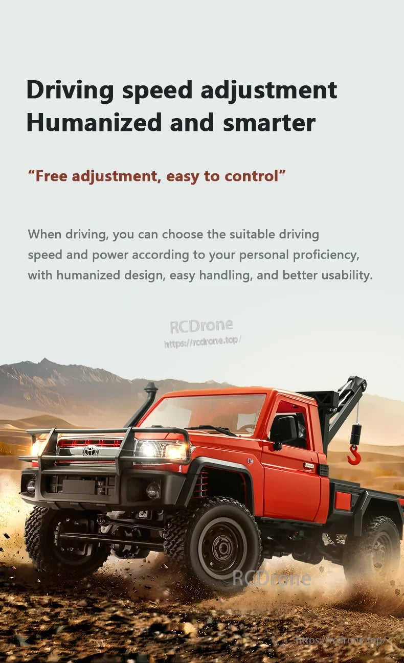 XKS MN82T 1:12 RC Crane, Adjustable speed RC crane with humanized design for easy control and improved usability.