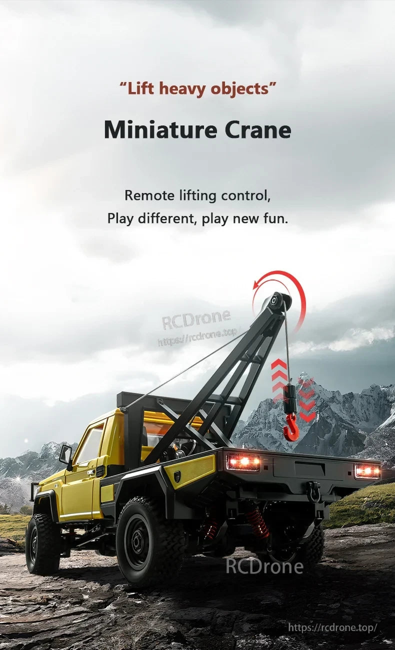 XKS MN82T 1:12 RC Crane, Miniature crane with remote lifting control, designed for lifting heavy objects and providing new play experience.