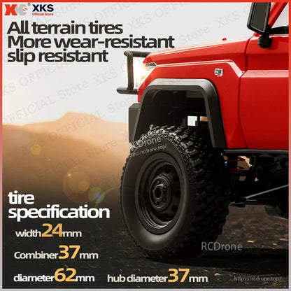 XKS all-terrain tires: 24mm width, 62mm diameter, wear/slip resistant, 37mm hub, designed for off-road use.