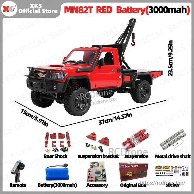 The XKS MN82T LC79 is a remote control pickup crane with proportional control, running on a lithium-ion battery.