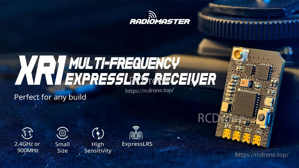 RadioMaster XR1 Nano multi-frequency ExpressLRS receiver with LR1121, 2.4GHz/Sub-G 900MHz support