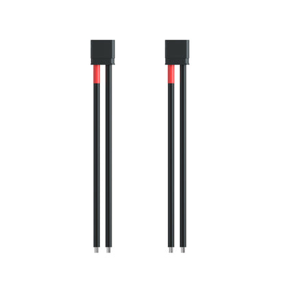 Pair of Flywoo XT30U power connector pigtail leads with red/black wires and stripped ends