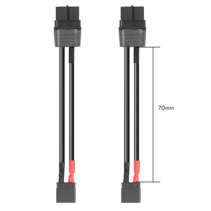 4PCS Flywoo Balck XT30U to XT60H Cable, Flywoo XT30U to XT60H adapter cable with black leads and red/black wires, 70mm length