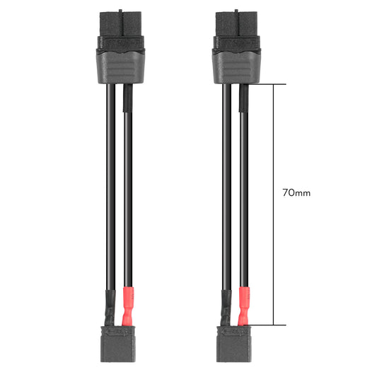 4PCS Flywoo Balck XT30U to XT60H Cable, Flywoo XT30U to XT60H adapter cable with black leads and red/black wires, 70mm length