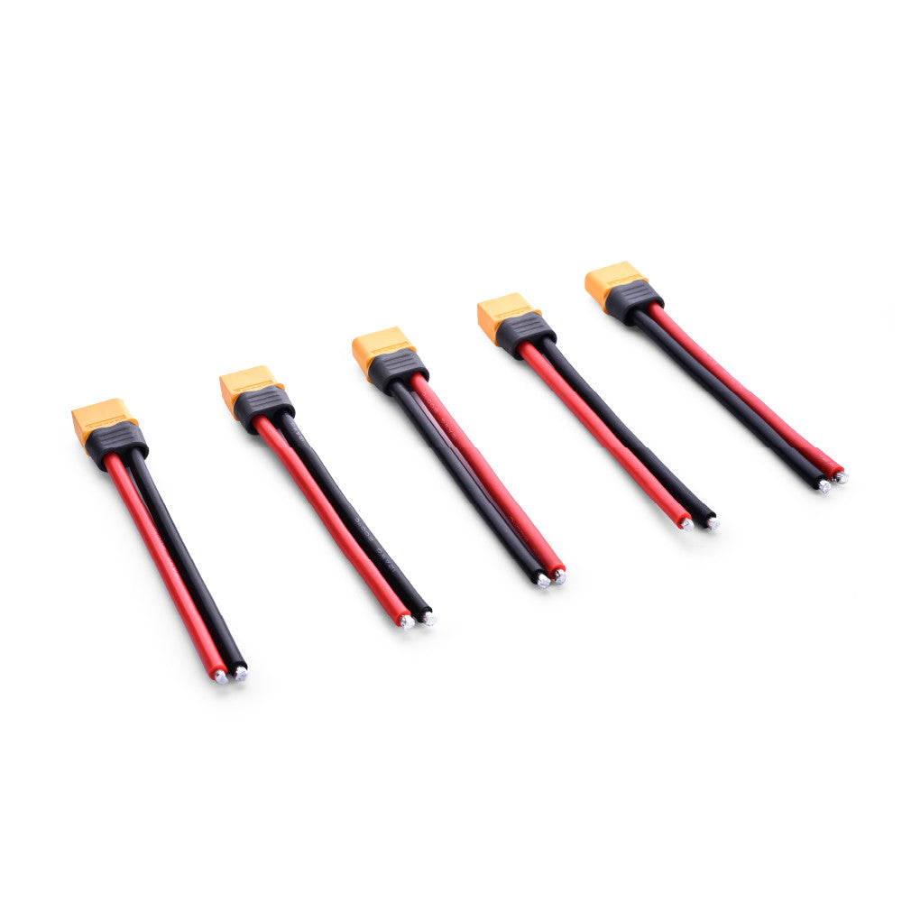 Amass XT60H-M Male Connector with 12AWG 100mm Power Cable (5PCS)