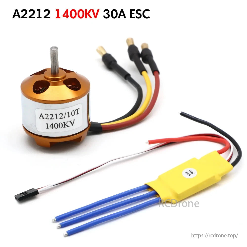 A2212 1400KV motor with 30A ESC for FPV drone aircraft.