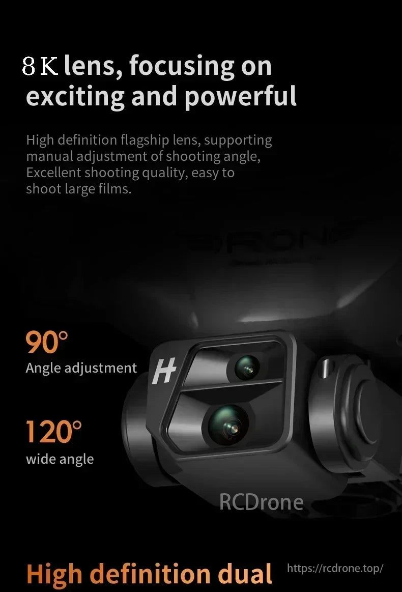 Xiaomi KY102 Drone, 8K lens with manual angle adjustment (90°/120°), excellent quality for large films, high definition.