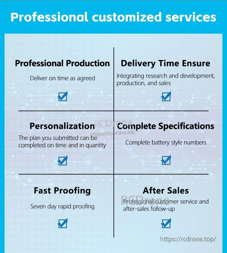 Xingto 14S 3700mAh Drone Battery, Customized services offer timely production, delivery assurance, personalization, full specs, quick proofing, and after-sales support for complete customer satisfaction. (24 words)