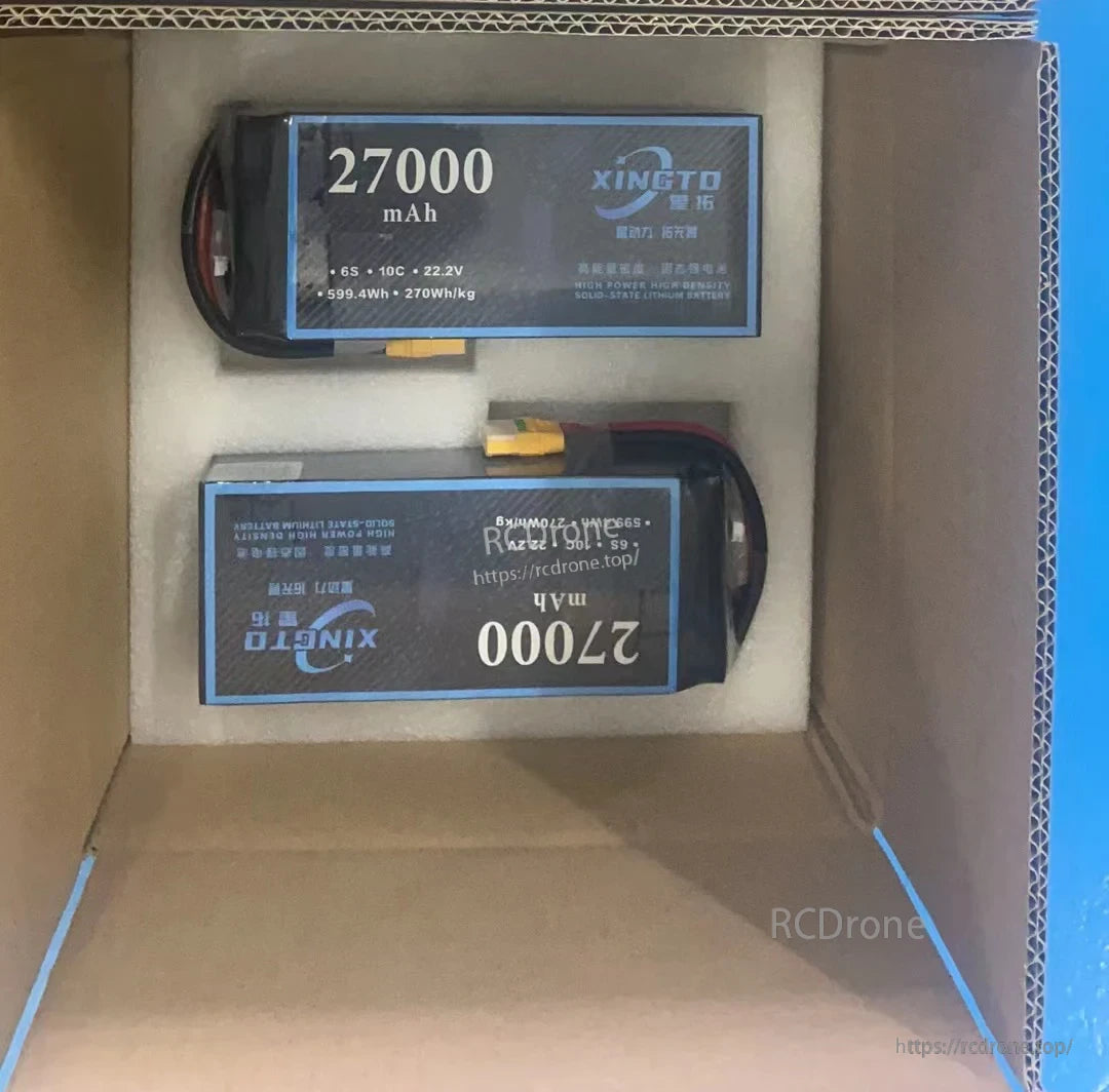 Xingto 14S 3700mAh Drone Battery, Xingto 27000mAh, 6S, 10C, 22.2V solid-state LiPo battery offers high power and energy density (270Wh/kg), ideal for demanding drone applications.