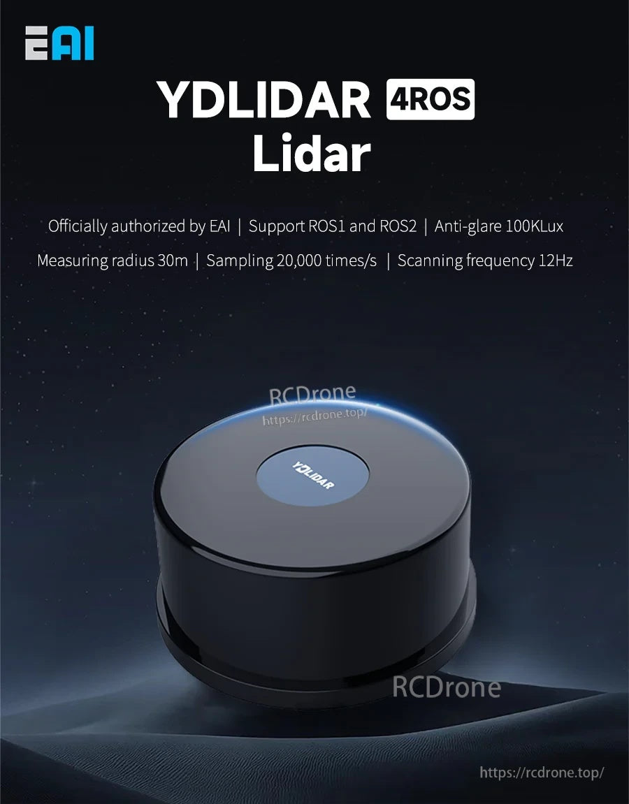YDLIDAR 4ROS TOF 2D LiDAR sensor for 360° scanning with ROS1/ROS2 support and 30 m range highlights