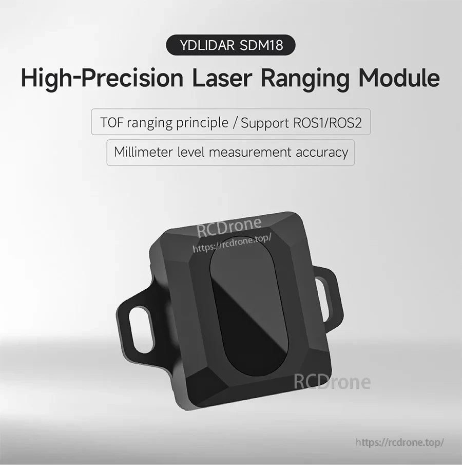 YDLIDAR SDM18 TOF laser ranging module in protective case, single-point distance sensor for ROS1/ROS2