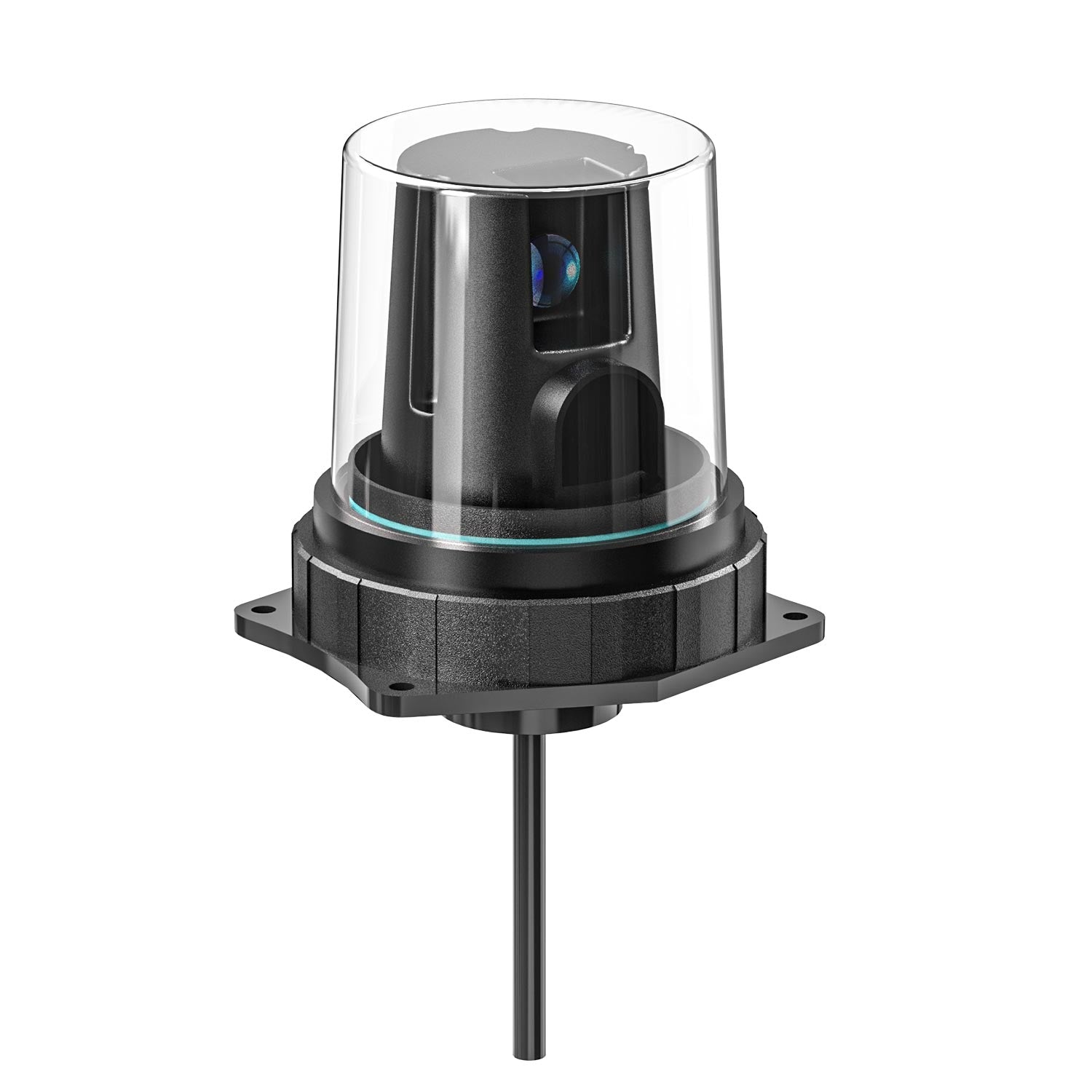 YDLIDAR TW3 underwater LiDAR sensor with clear dome housing and mounting base
