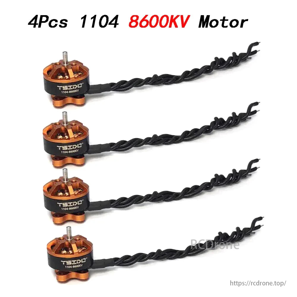 YSIDO 1104 Brushless FPV Motor, YSIDO 1104 8600KV brushless FPV motor set includes four high-performance motors with braided cables.