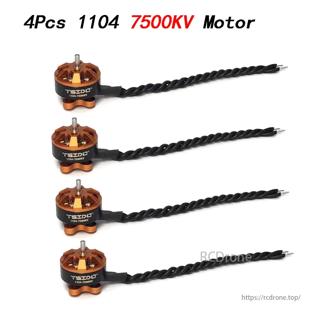 YSIDO 1104 Brushless FPV Motor, YSIDO 1104 7500KV brushless FPV motor set features braided cables and includes four pieces.