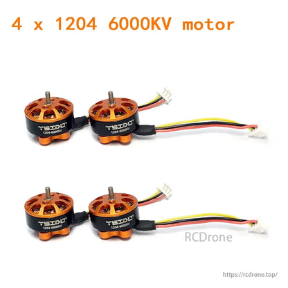 YSIDO 1204 6000KV 2–3S Brushless Motor, YSIDO 1204 6000KV brushless motors for 3-inch FPV toothpick drones, fitting Tyro89 & 100–150mm frames. Includes four motors.