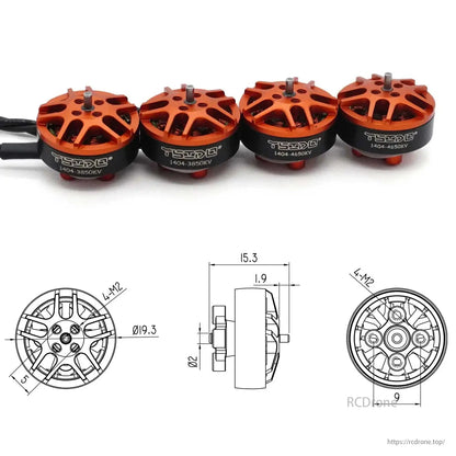 YSIDO 1404 3850KV / 4650KV Brushless Motors (4PCS) for 2–4S FPV Toothpick Racing Drones