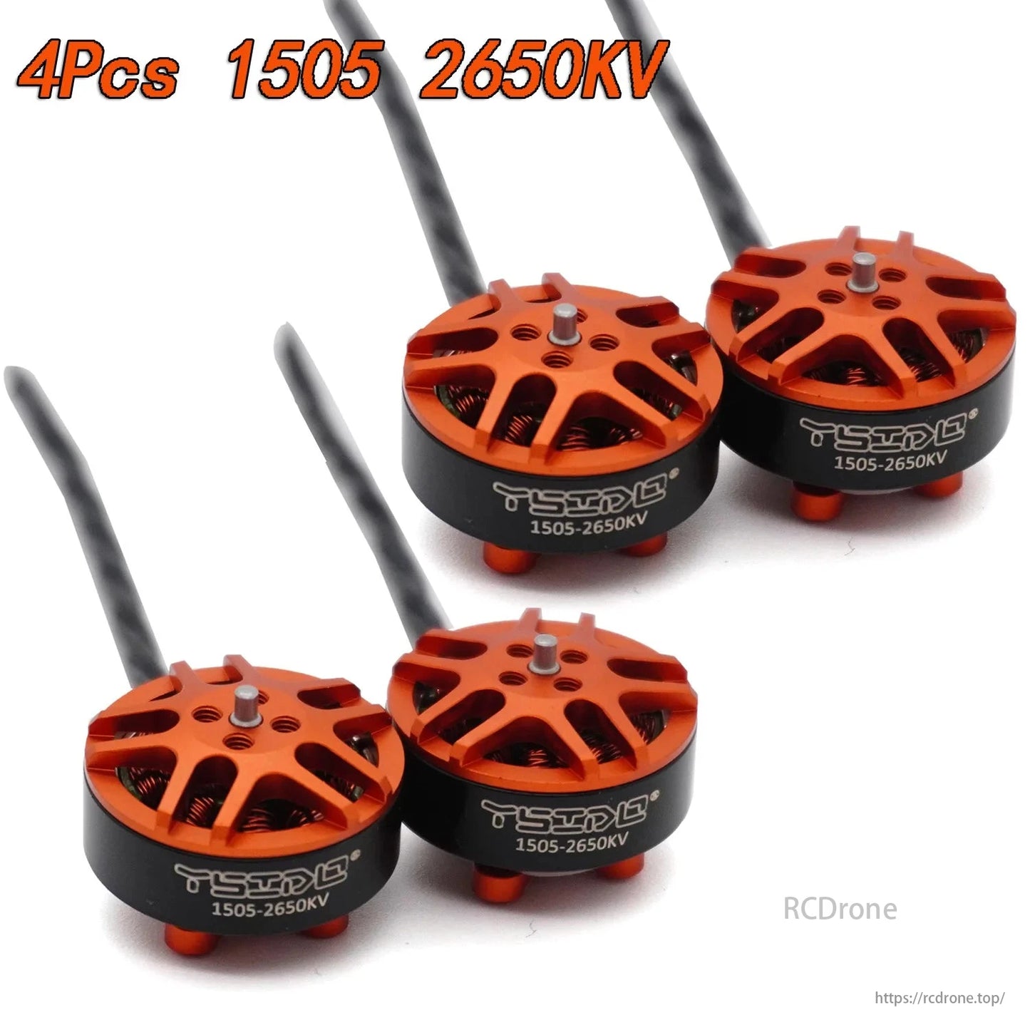 YSIDO 1505 2650KV 3750KV 3-6S Brushless Motor, YSIDO motor set for Cinewhoop FPV drones: four 1505 2650KV brushless motors with orange/black design.