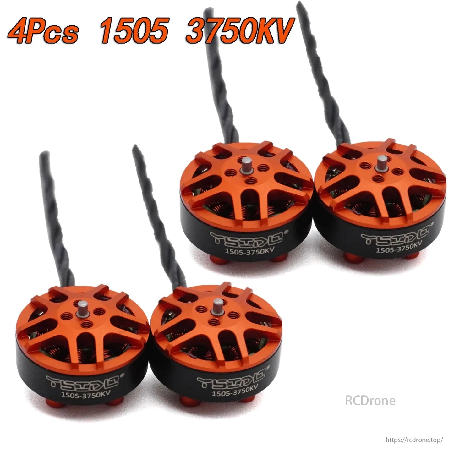 YSIDO 1505 2650KV 3750KV 3-6S Brushless Motor, YSIDO motor set for Cinewhoop FPV drones: 1505 3750KV, four pieces, orange/black design.