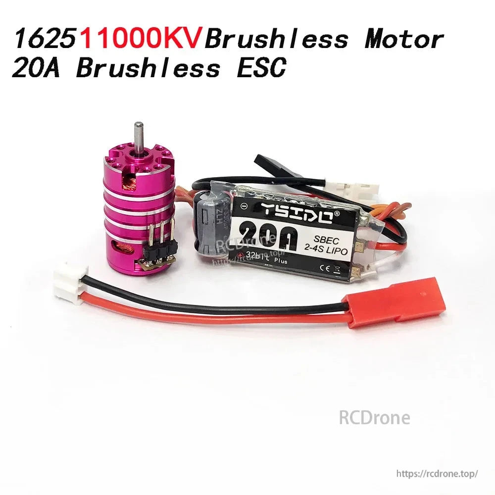 YSIDO 1625 Brushless Motor, YSIDO 1625 11000KV brushless motor with 20A ESC, compatible with 2-4S LiPo batteries, features 32-bit processor, S-BEC, and 2.0mm shaft for high-performance drone applications.