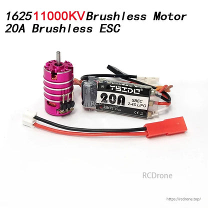 YSIDO 1625 Brushless Motor, YSIDO 1625 11000KV brushless motor with 20A ESC, compatible with 2-4S LiPo batteries, features 32-bit processor, S-BEC, and 2.0mm shaft for high-performance drone applications.