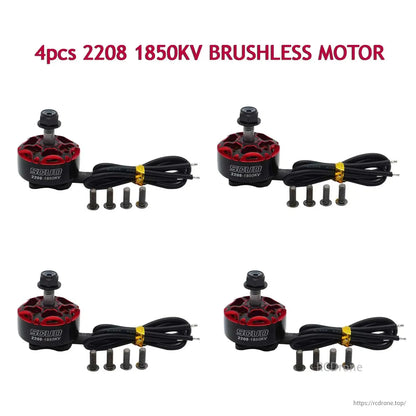 YSIDO SCUD 2208 1850KV brushless motor for RC FPV drones and 5-inch fixed-wing airplanes, with cables and screws included.