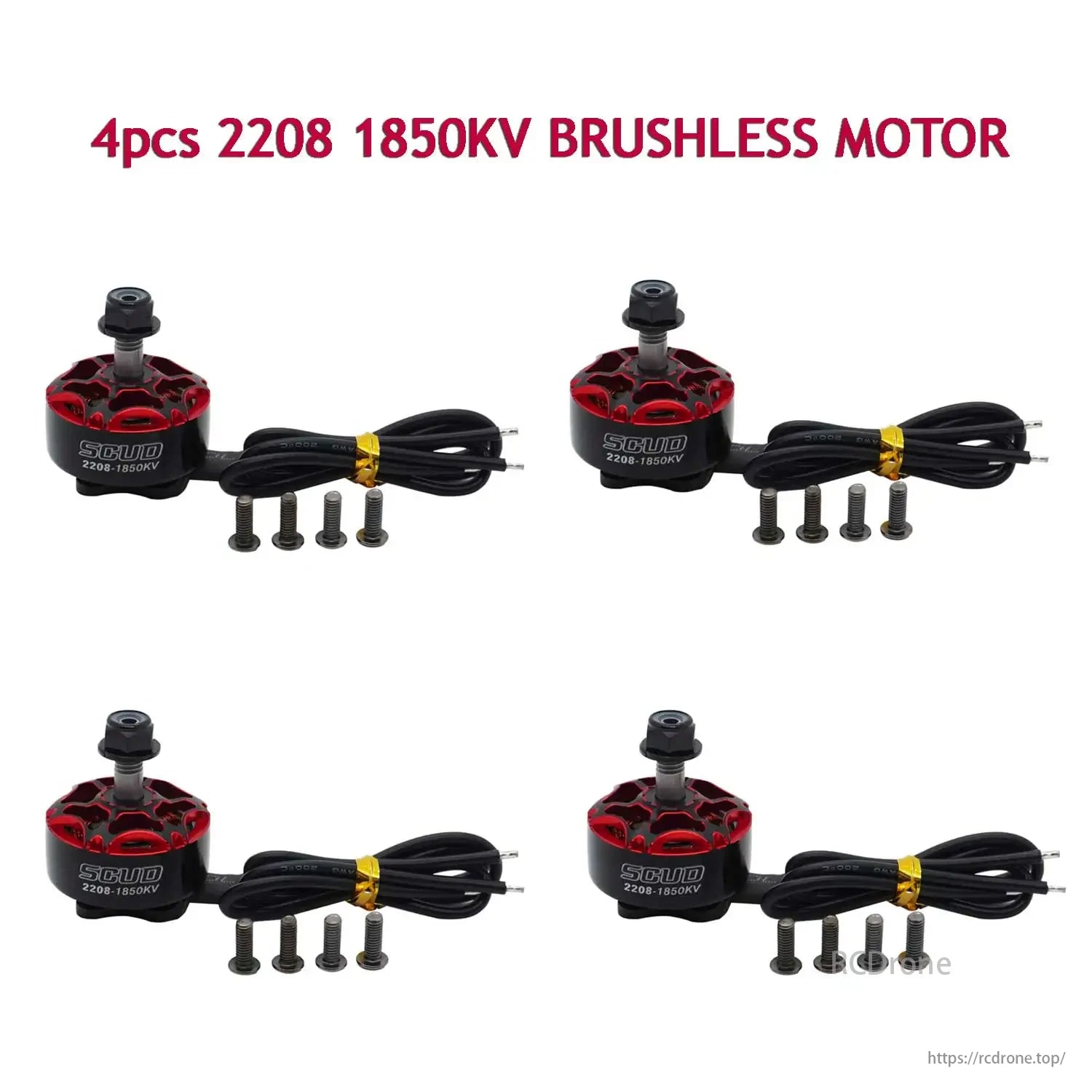 YSIDO Scud 2208 Motor, YSIDO Scud 2208 1850KV brushless motor set features four motors with cables and screws for high-performance use.