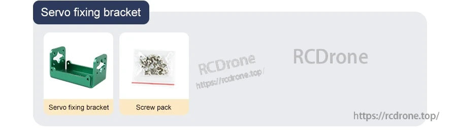 Servo fixing bracket kit contents with metal bracket and matching screw pack