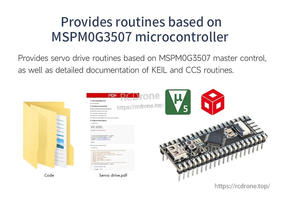 MSPM0G3507 microcontroller routines and documentation resources for servo drive code examples