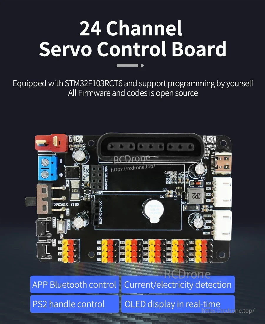 Yahboom STM32F103RCT6 24-channel dual PWM servo control board with 24 outputs and onboard ports