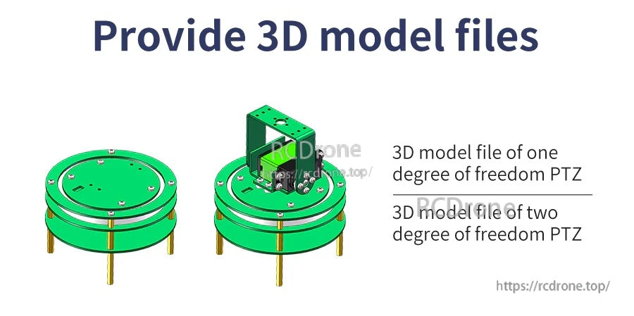 3D model file availability for one-degree and two-degree of freedom PTZ platform