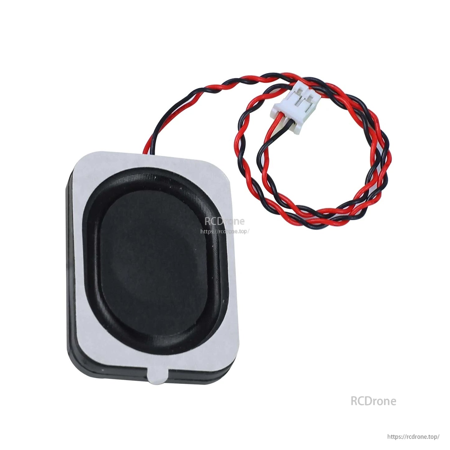 3525 micro speaker close-up showing oval cone and 2-pin plug with red-black twisted lead