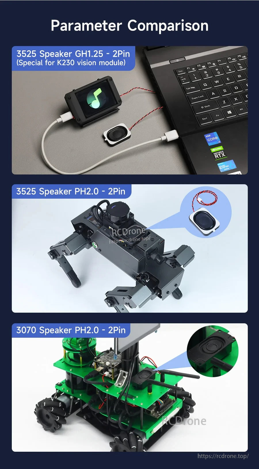 Use cases for micro speakers: K230 vision module audio, DIY robot projects, and smart car builds with wired speakers