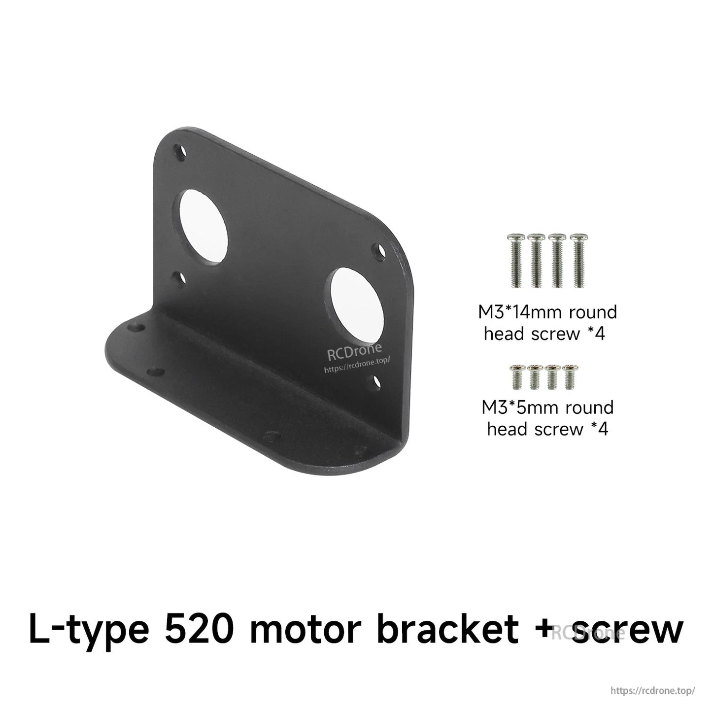 L-type 520 motor bracket hardware list: M3x14 screws (4) and M3x5 screws (4)