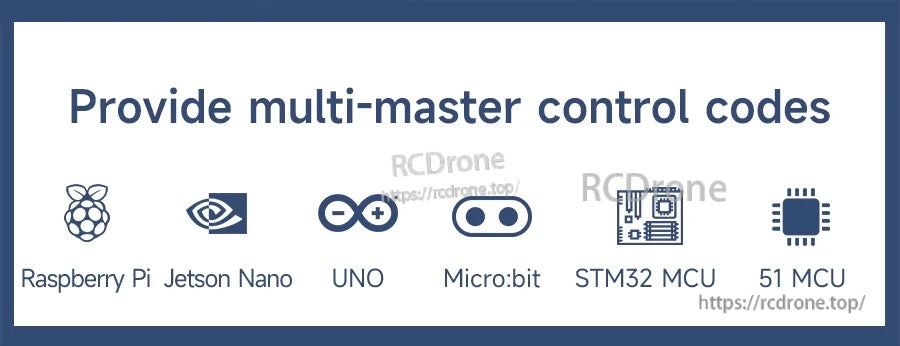 Supported controller platforms for the serial bus smart servo code: Raspberry Pi, Jetson Nano, Arduino, micro:bit, STM32, 51 MCU