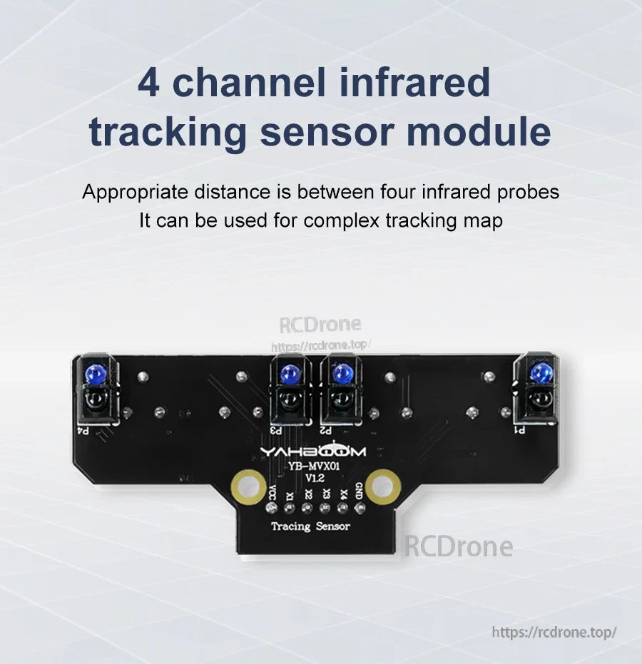 Yahboom YB-MVX01 V1.2 4-channel infrared tracking sensor module with four probes for line follower cars