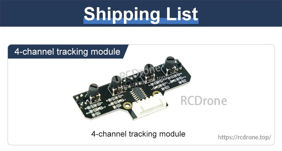 Yahboom 4-channel infrared tracking sensor module PCB with four IR sensors and 6-pin XH2.54 connector