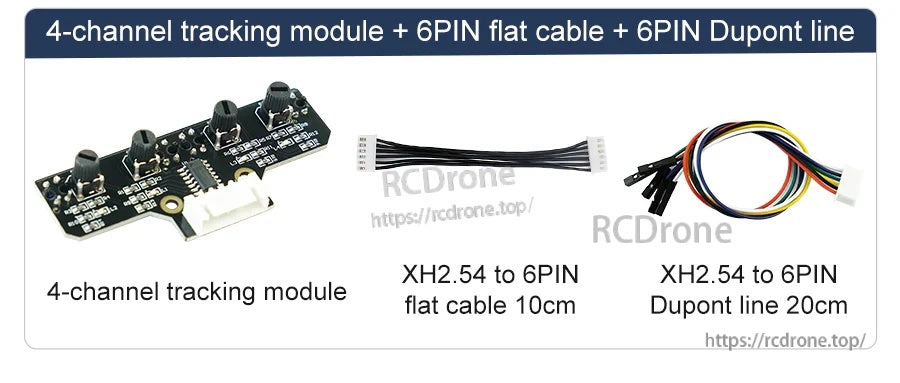 Yahboom 4-channel infrared line tracking sensor module with XH2.54 6-pin cable and Dupont leads