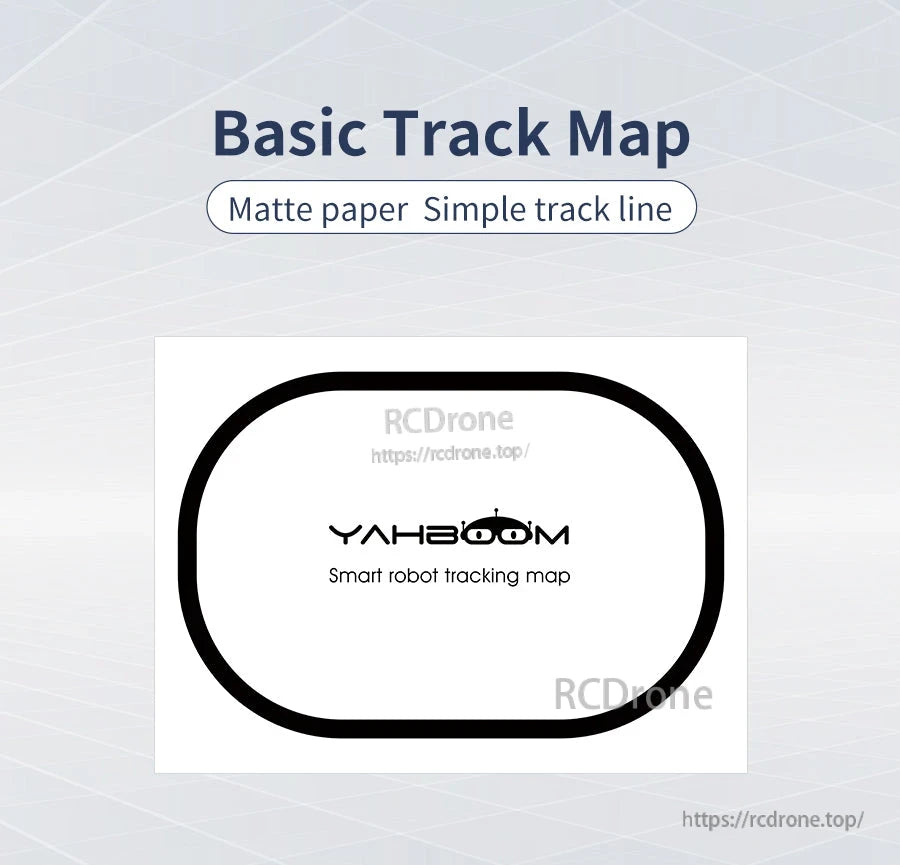 Yahboom basic robot car tracking map with simple oval loop on matte paper for 2‑channel IR line following