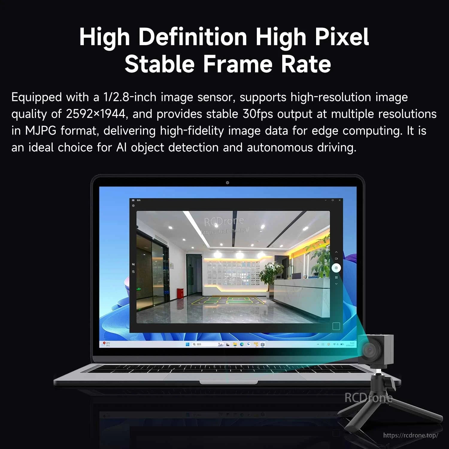 High-definition 2592x1944 resolution and 30fps output graphic for USB camera