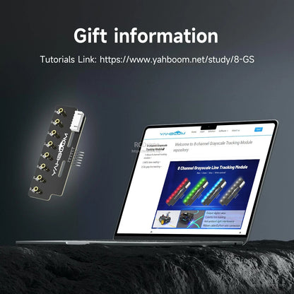 Tutorial link gift information graphic with module next to laptop screen showing online documentation page