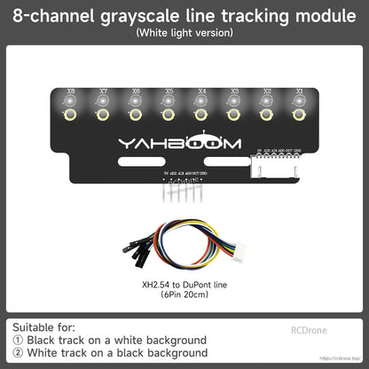 8-channel grayscale line tracking module white light version with XH2.54 to DuPont cable included