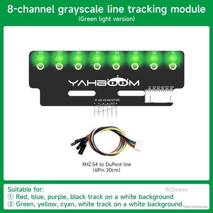 8-channel grayscale line tracking module green light version with XH2.54 to DuPont cable included