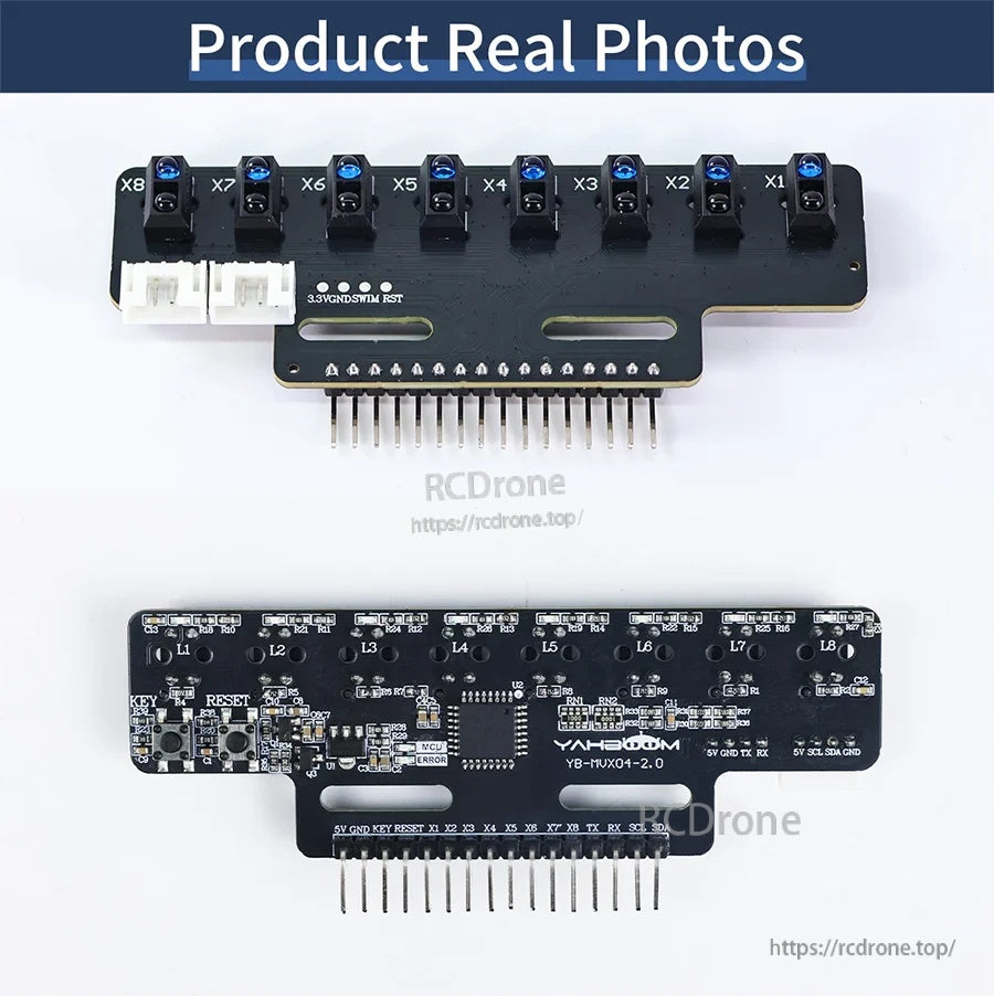 Yahboom YB-MX04-2.0 8-channel infrared line tracking sensor module with X1–X8 sensor array and pin header