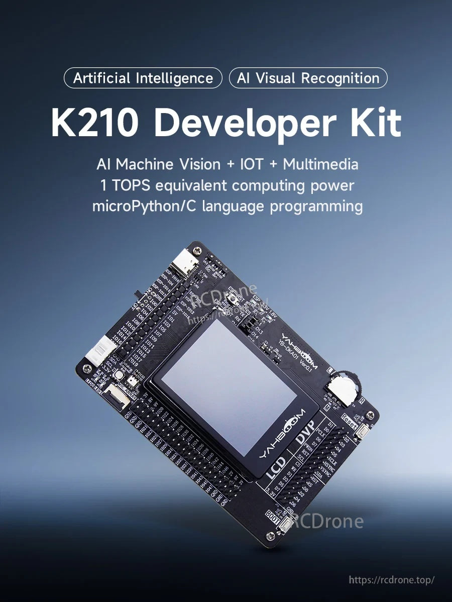 Yahboom K210 developer kit board with 2.0-inch touch LCD for AI machine vision and IoT projects